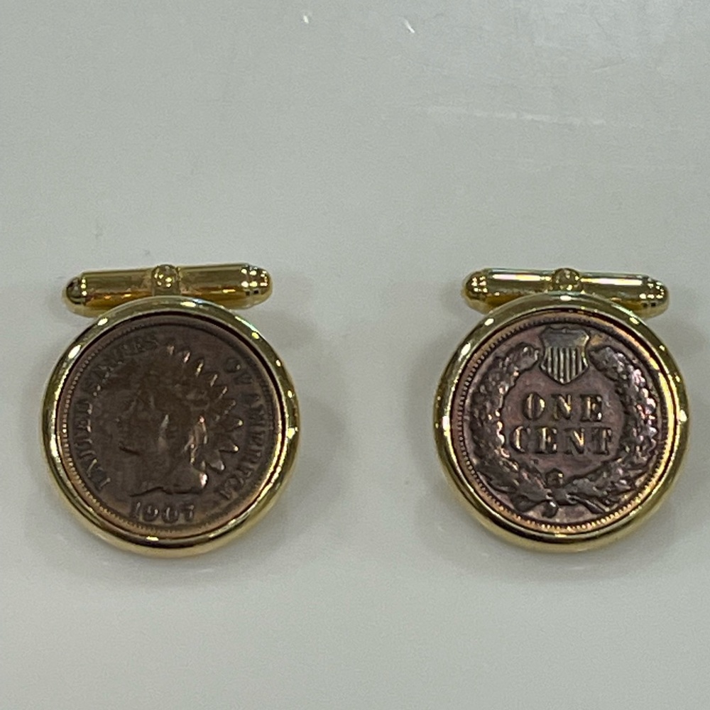 INDIAN HEAD PENNY CUFFLINKS 1907